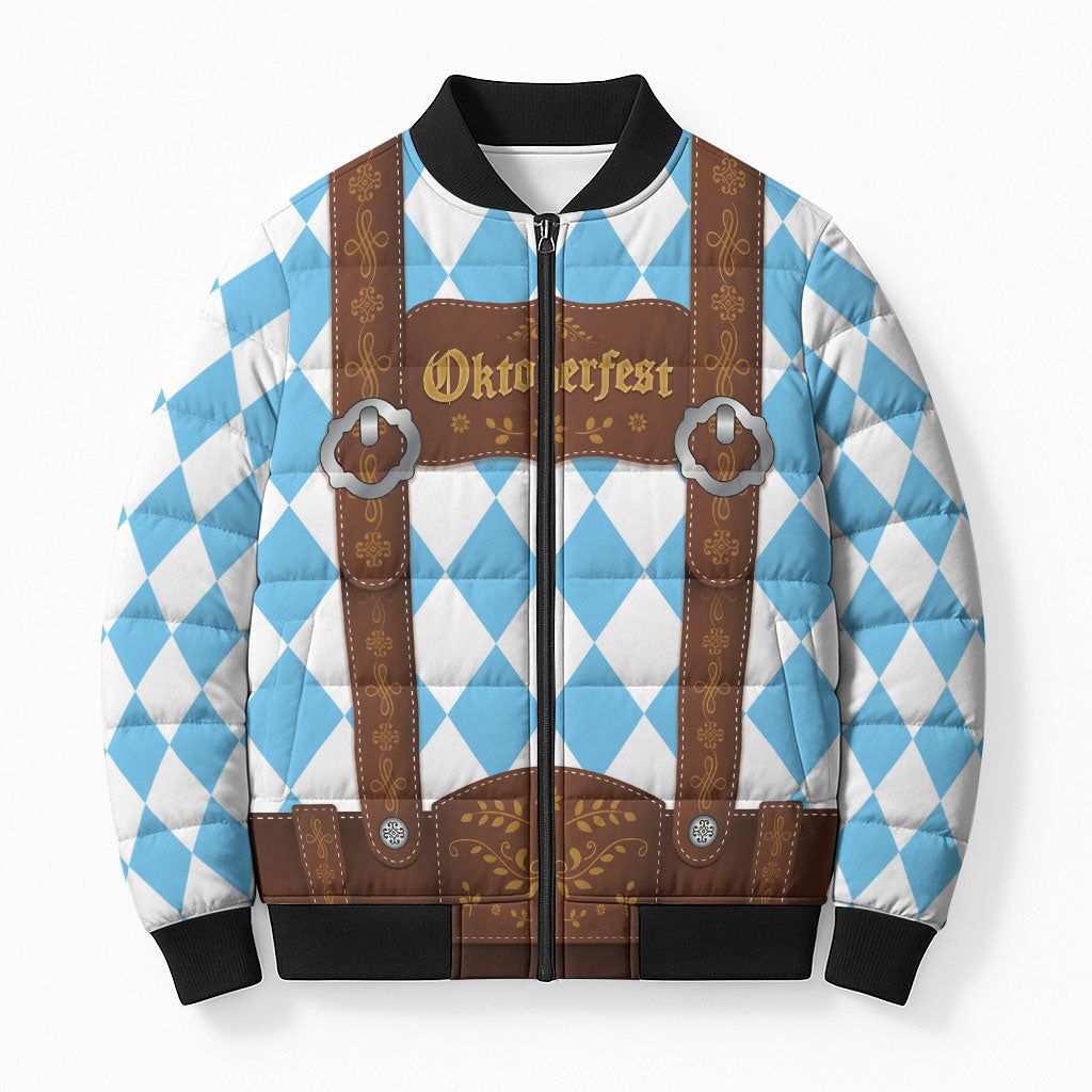 Personalized Lederhosen Oktoberfest Costume Bomber Puffer Jacket