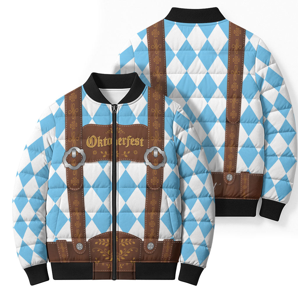 Personalized Lederhosen Oktoberfest Costume Bomber Puffer Jacket