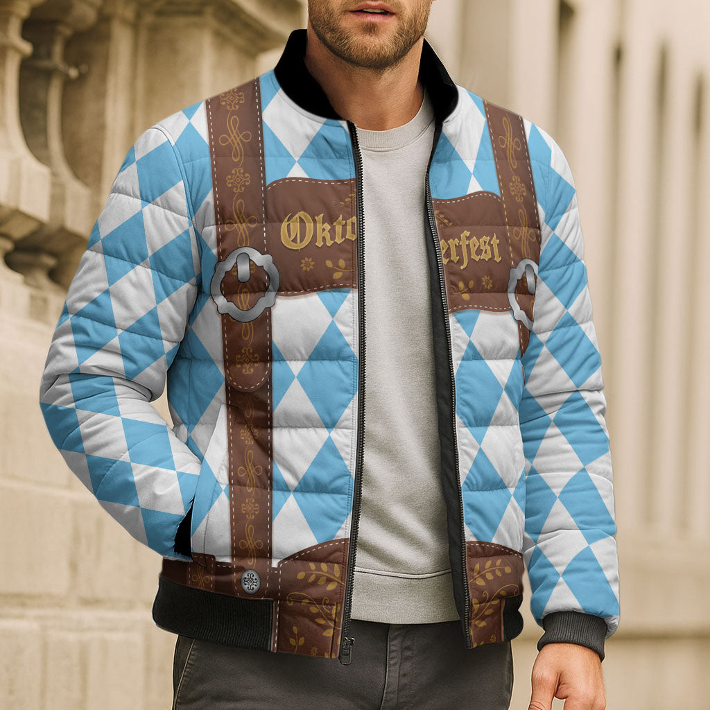 Personalized Lederhosen Oktoberfest Costume Bomber Puffer Jacket