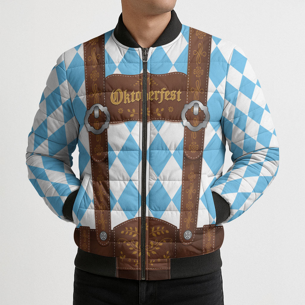 Personalized Lederhosen Oktoberfest Costume Bomber Puffer Jacket