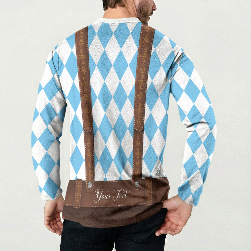 Personalized Lederhosen Oktoberfest Costume Button Sweatshirt