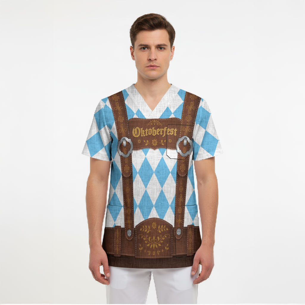 Personalized Lederhosen Oktoberfest Costume Scrub Top