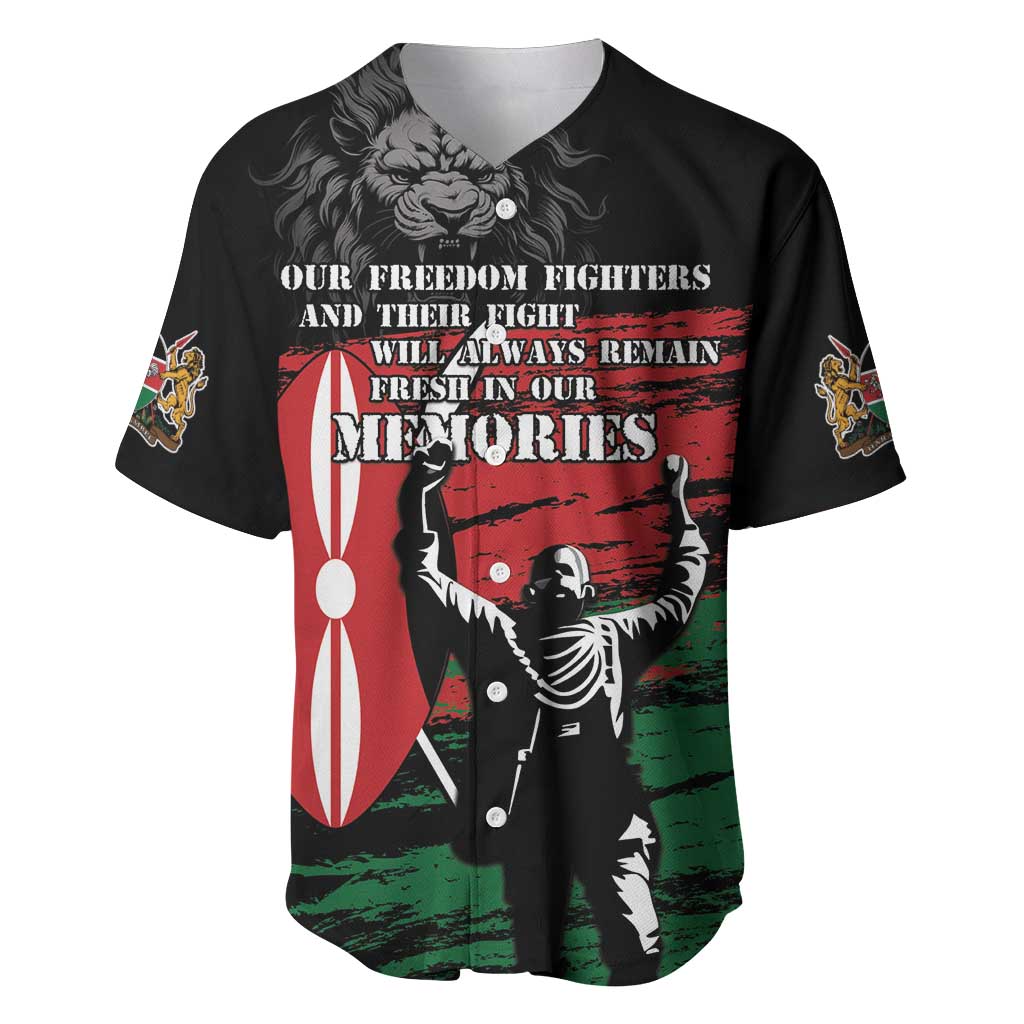 Black baseball jersey with lion graphic, patriotic text, short sleeves