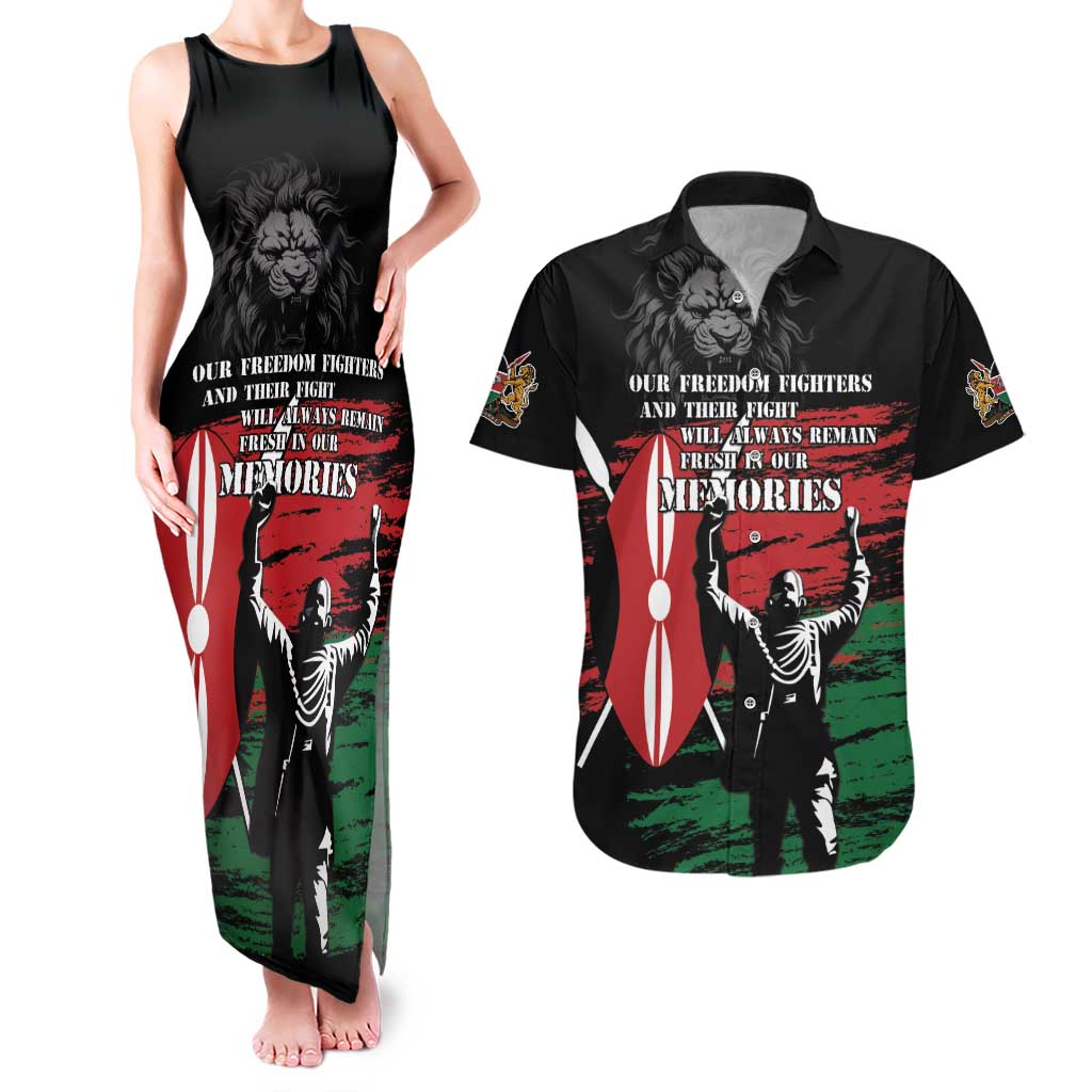 Happy Kenya Mashujaa Day Couples Matching Tank Maxi Dress and Hawaiian Shirt Honour Our Heroes, Heroines