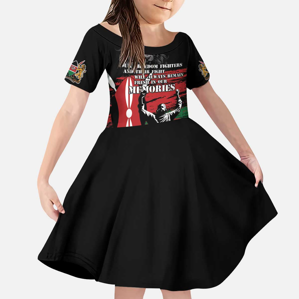 Happy Kenya Mashujaa Day Kid Short Sleeve Dress Honour Our Heroes, Heroines