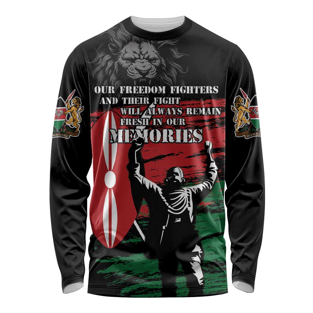 Black long-sleeve shirt with colorful lion-and-soldier front graphic