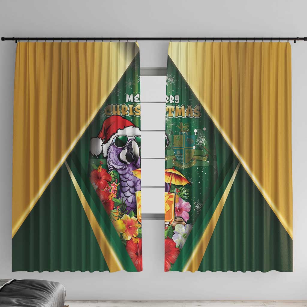 Dominica Christmas Window Curtain Funny Santa Sisserou Parrot - Wonder Print Shop