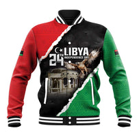 Unisex baseball jacket with black, red and green diagonal graphic