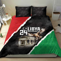 Black bedding set featuring Libya 21st Independence Day print with diagonal red and green bands.