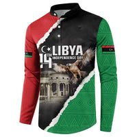Long-sleeve button sweatshirt, Libyan flag print with eagle graphic and LIBYA Independence Day