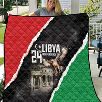 Libya-themed quilt with black, red, and green panels and stitched diamond pattern