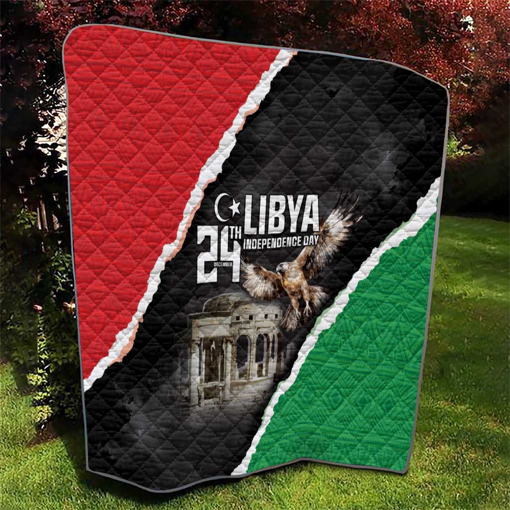 Libya Independence Day quilt showing black, red, and green diagonal sections