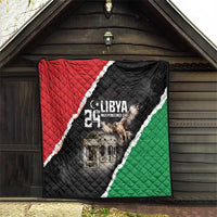 Libya Independence Day quilt displayed on porch with black, red, and green sections
