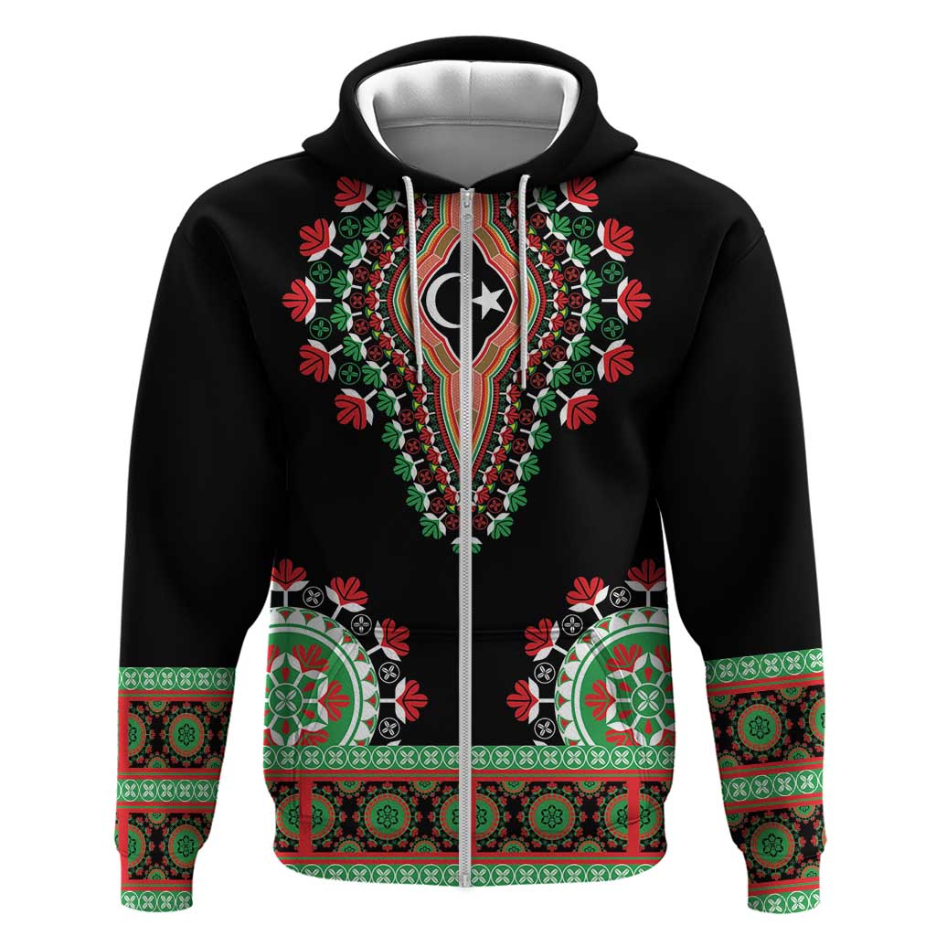 Libya Barbary Lion Zip Hoodie Dashiki Simple Style LT05 - Wonder Print Shop