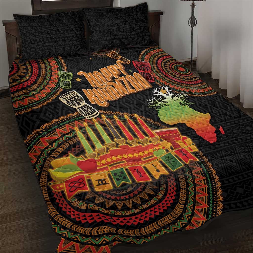 Kwanzaa Kinara Candles Quilt Bed Set African Tribal Pattern LT05 - Wonder Print Shop