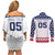 Custom United States Hockey Couples Matching Off Shoulder Short Dress and Long Sleeve Button Shirt Go Champions USA