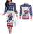 Custom United States Hockey Couples Matching Off The Shoulder Long Sleeve Dress and Long Sleeve Button Shirt Go Champions USA