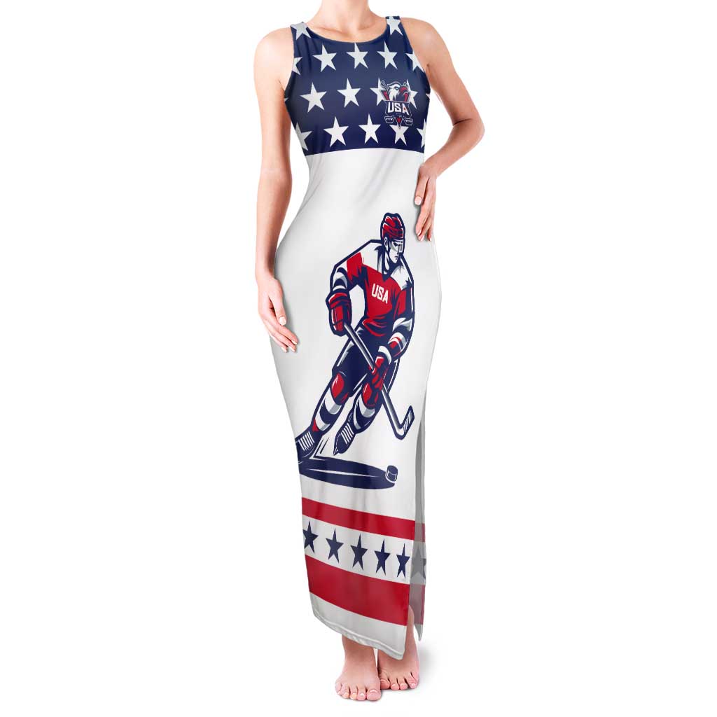 Custom United States Hockey Tank Maxi Dress Go Champions USA