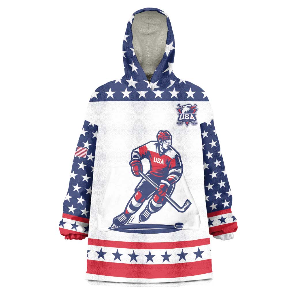 Custom United States Hockey Wearable Blanket Hoodie Go Champions USA