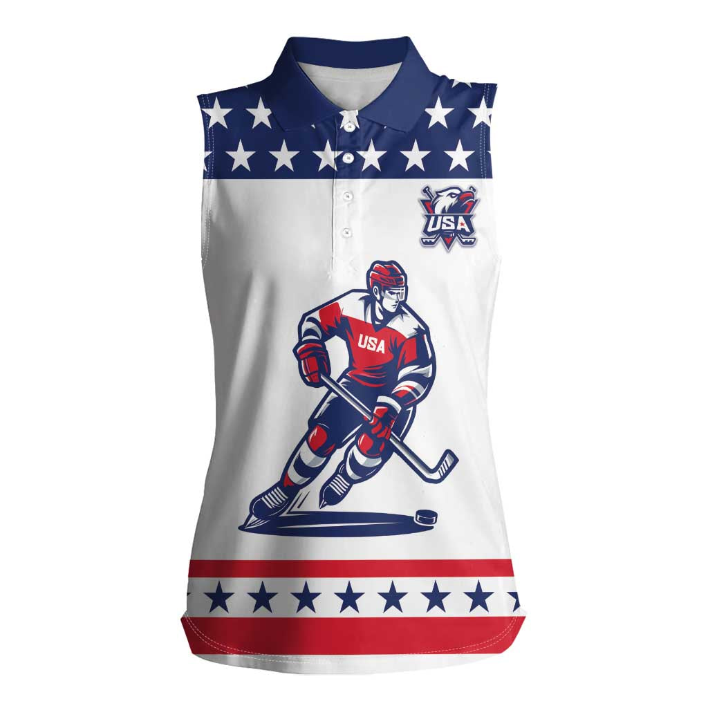 Custom United States Hockey Women Sleeveless Polo Shirt Go Champions USA