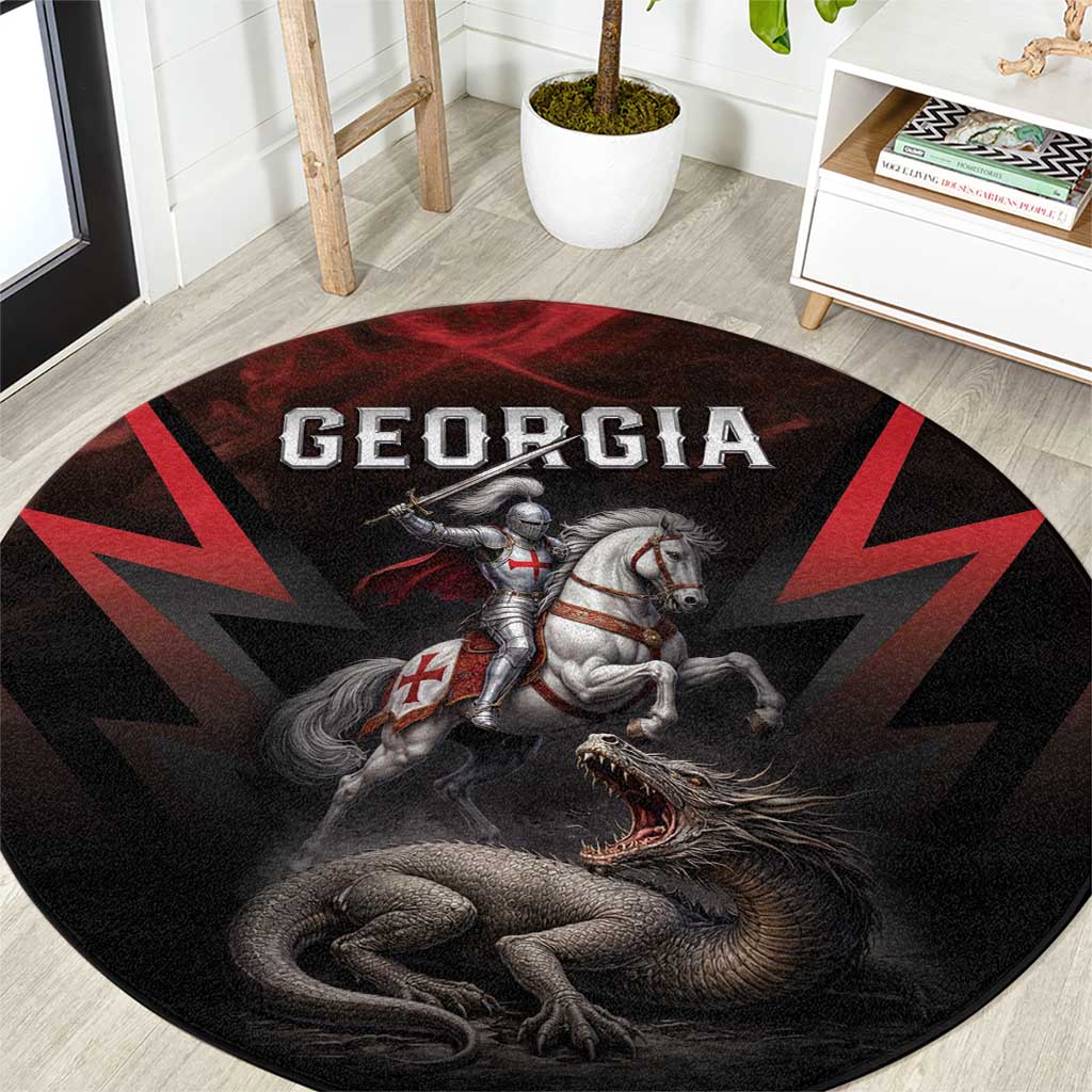Georgia Coat Of Arms Round Carpet Saint George And The Dragon