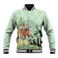 Personalized Kentucky Horse Racing Baseball Jacket Rose Diamond Pattern Mint