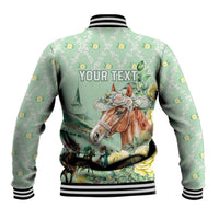 Personalized Kentucky Horse Racing Baseball Jacket Rose Diamond Pattern Mint