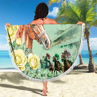 Kentucky Horse Racing Beach Blanket Rose Diamond Pattern Mint