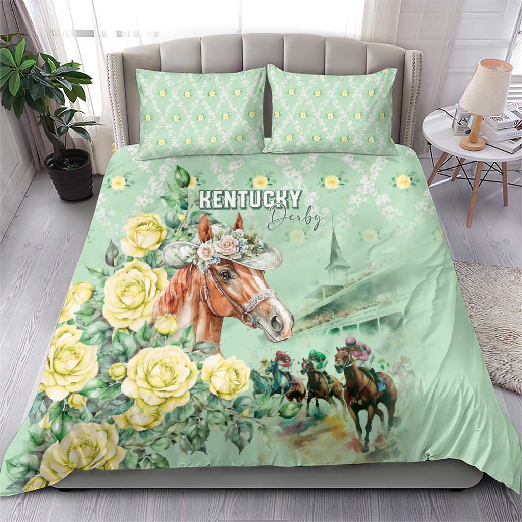 Kentucky Horse Racing Bedding Set Rose Diamond Pattern Mint