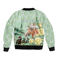 Personalized Kentucky Horse Racing Bomber Jacket Rose Diamond Pattern Mint