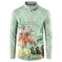 Personalized Kentucky Horse Racing Button Sweatshirt Rose Diamond Pattern Mint