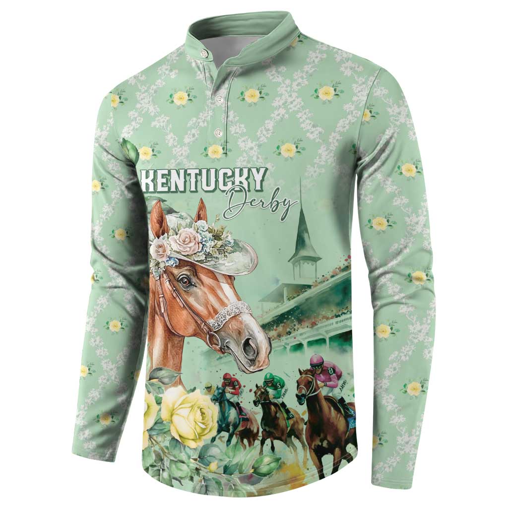 Personalized Kentucky Horse Racing Button Sweatshirt Rose Diamond Pattern Mint