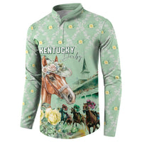 Personalized Kentucky Horse Racing Button Sweatshirt Rose Diamond Pattern Mint