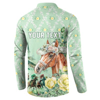 Personalized Kentucky Horse Racing Button Sweatshirt Rose Diamond Pattern Mint