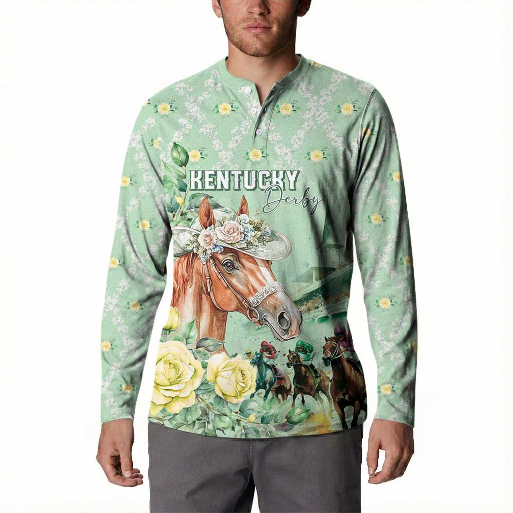 Personalized Kentucky Horse Racing Button Sweatshirt Rose Diamond Pattern Mint