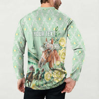 Personalized Kentucky Horse Racing Button Sweatshirt Rose Diamond Pattern Mint