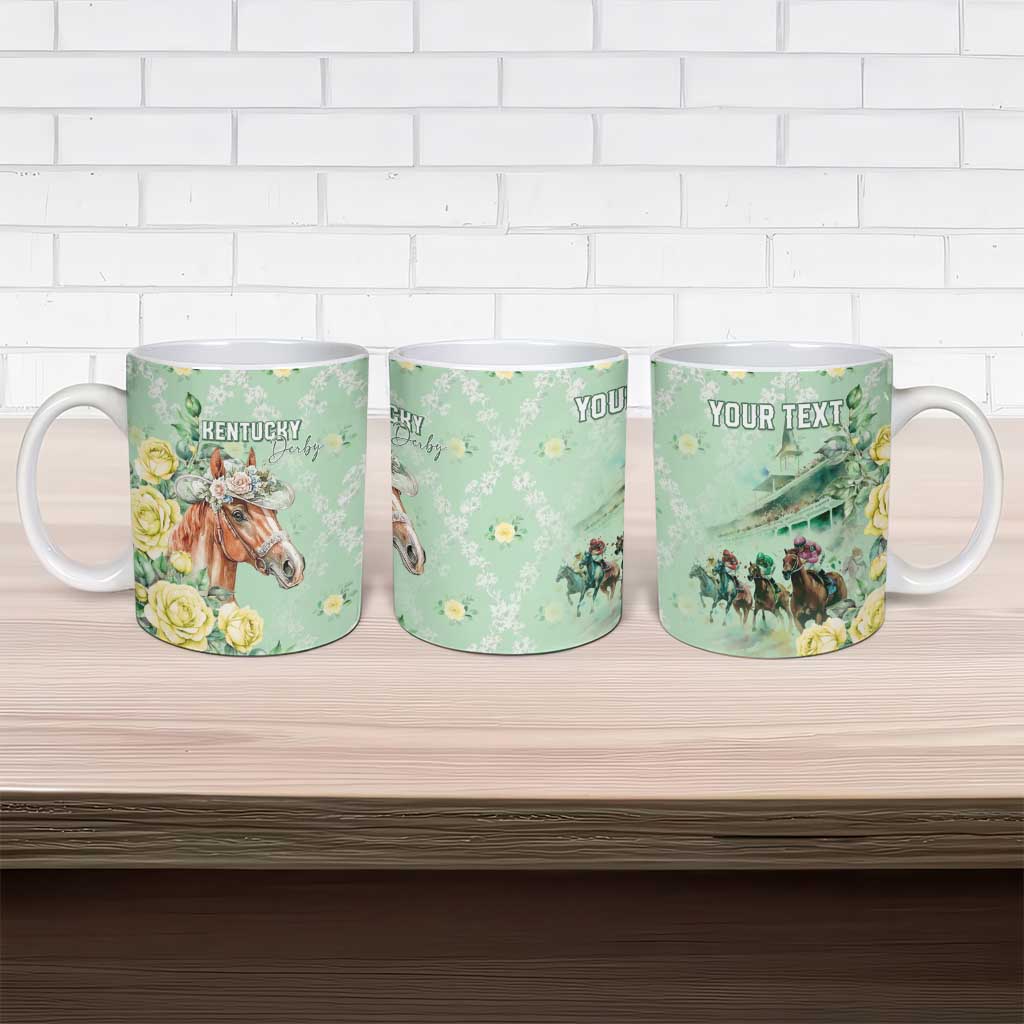 Personalized Kentucky Horse Racing Ceramic Mug Rose Diamond Pattern Mint
