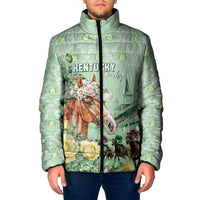 Personalized Kentucky Horse Racing Padded Jacket Rose Diamond Pattern Mint