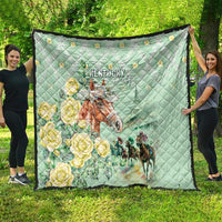 Kentucky Horse Racing Quilt Rose Diamond Pattern Mint