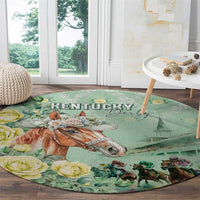 Kentucky Horse Racing Round Carpet Rose Diamond Pattern Mint