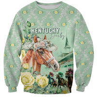 Personalized Kentucky Horse Racing Sweatshirt Rose Diamond Pattern Mint