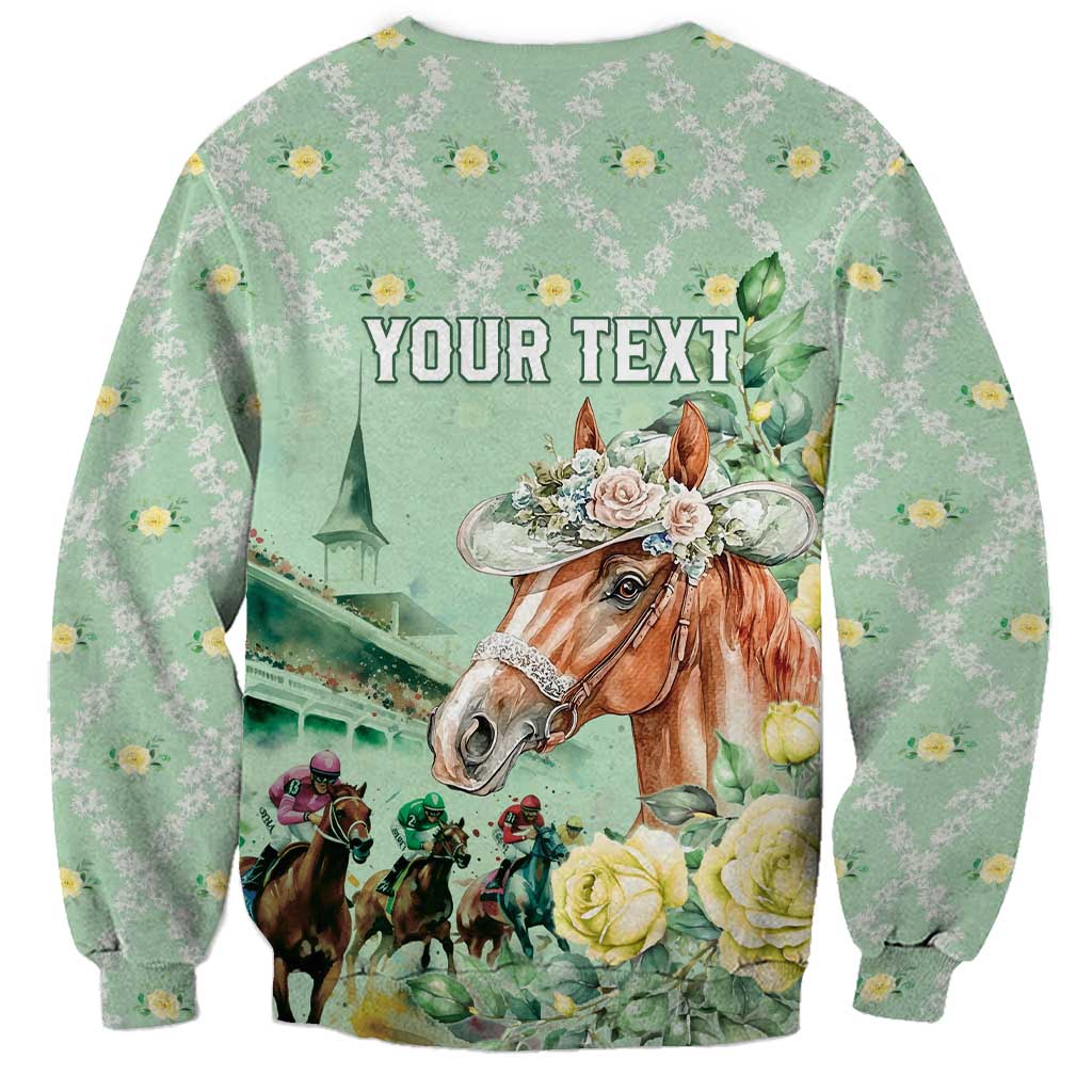 Personalized Kentucky Horse Racing Sweatshirt Rose Diamond Pattern Mint