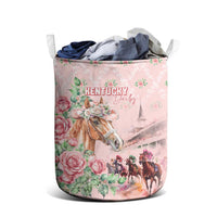 Kentucky Horse Racing Laundry Basket Rose Diamond Pattern Pink