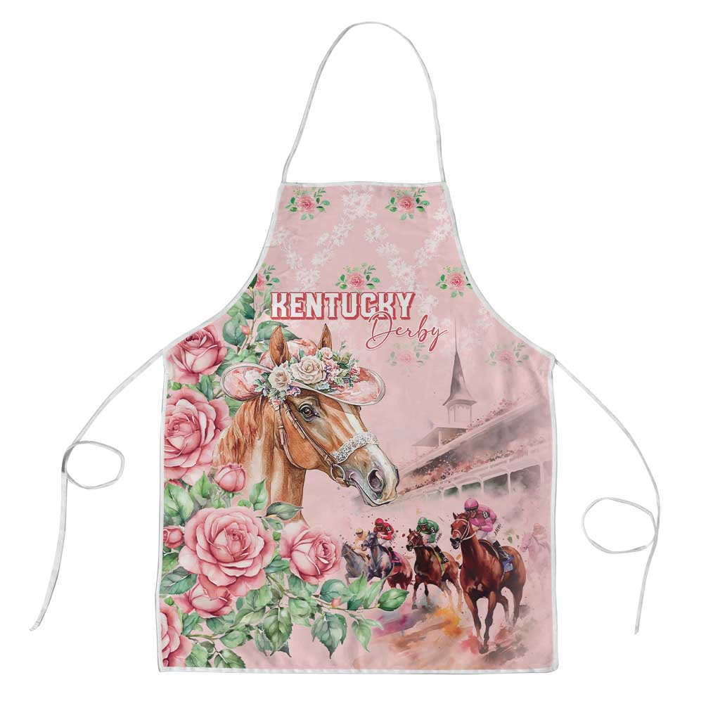 Kentucky Horse Racing Apron Rose Diamond Pattern Pink