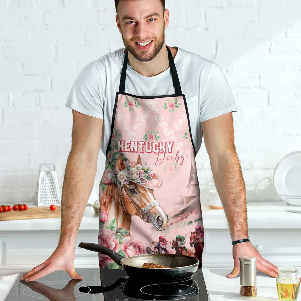 Kentucky Horse Racing Apron Rose Diamond Pattern Pink