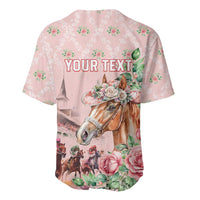 Personalized Kentucky Horse Racing Baseball Jersey Rose Diamond Pattern Pink