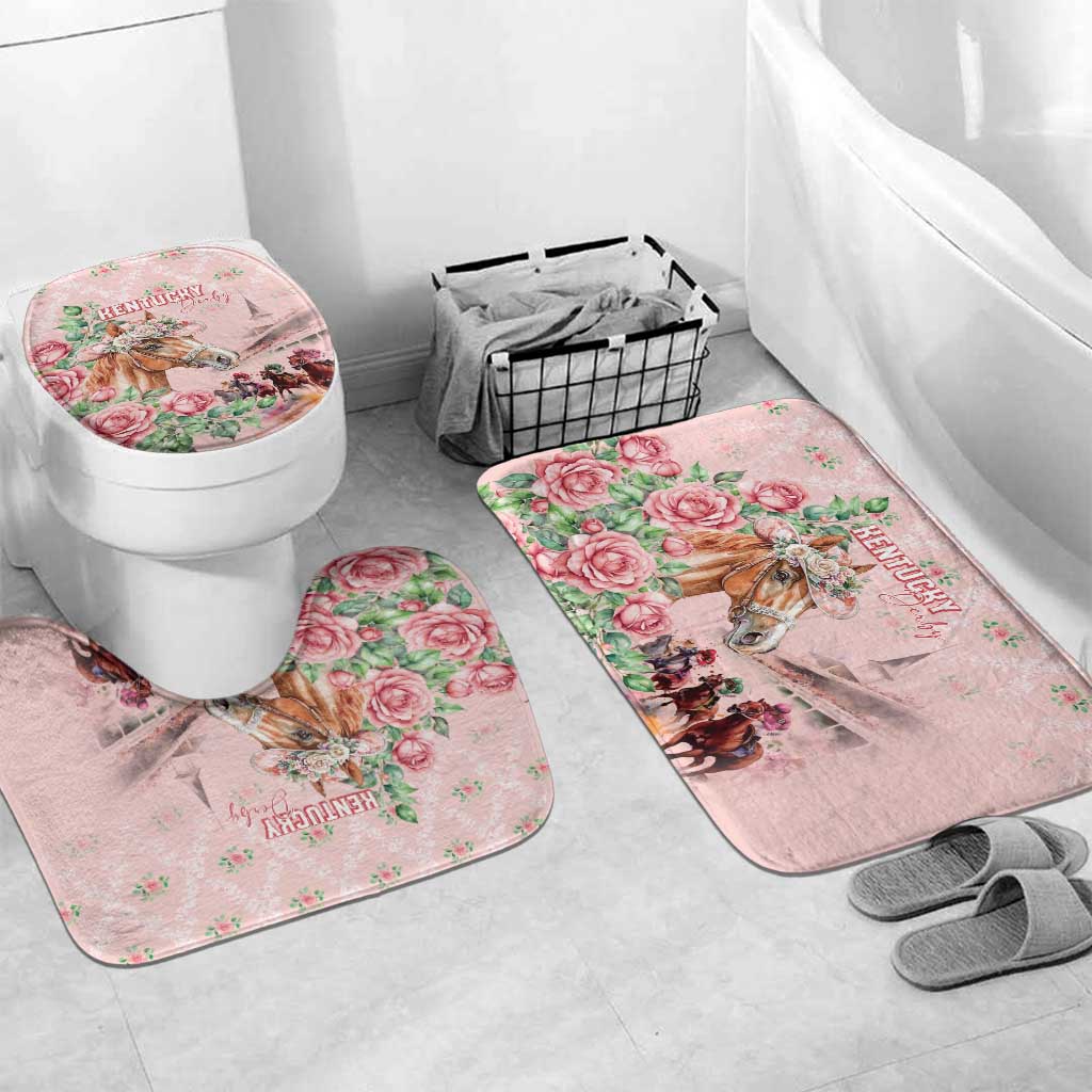 Kentucky Horse Racing Bathroom Set Rose Diamond Pattern Pink