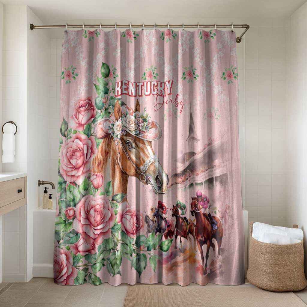 Kentucky Horse Racing Bathroom Set Rose Diamond Pattern Pink