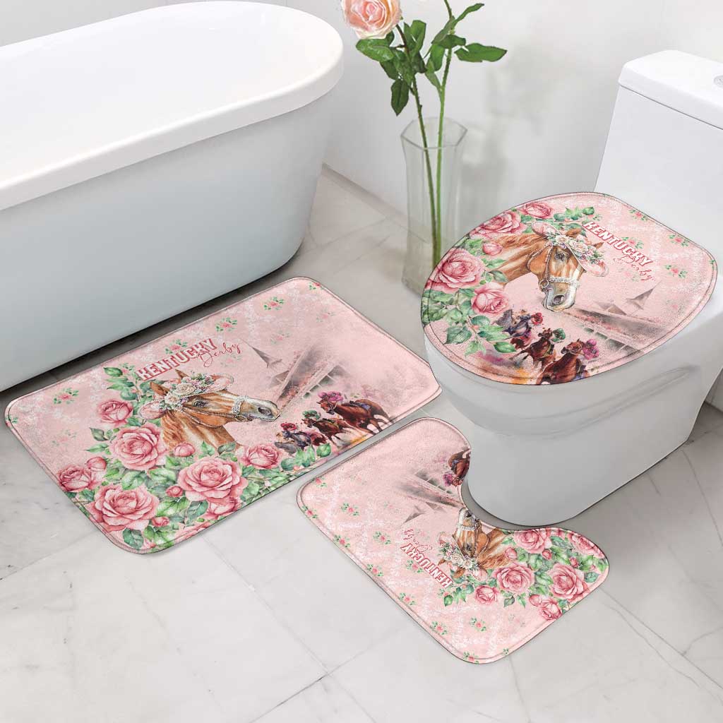 Kentucky Horse Racing Bathroom Set Rose Diamond Pattern Pink