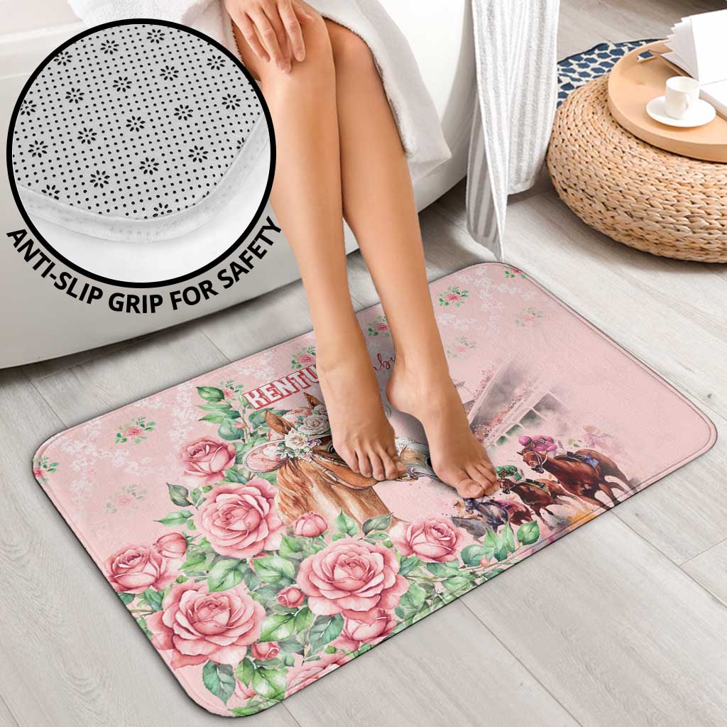 Kentucky Horse Racing Bathroom Set Rose Diamond Pattern Pink